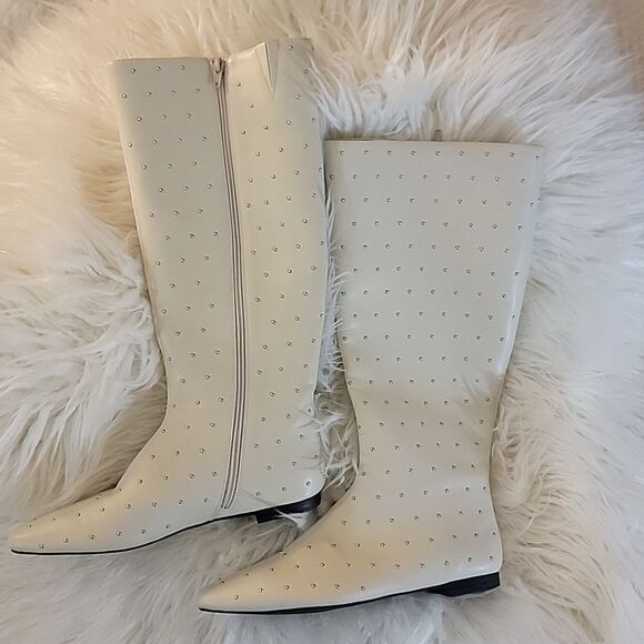 🆕️👢Katy Perry Confidant Stud Knee High Boots, Sz 8.5 - Chalk - Picture 2 of 3